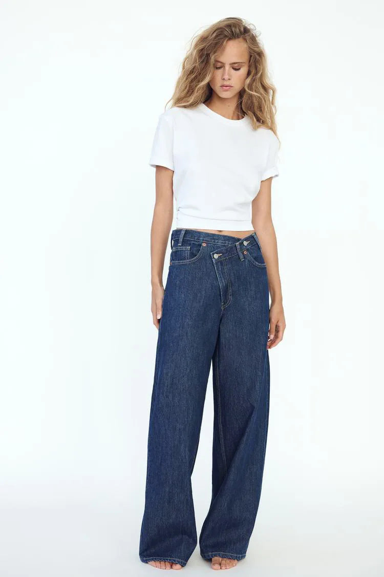 Women’s Wide-Leg Jeans – Relaxed Fit – Full Length Denim – Five-Pocket Casual Style