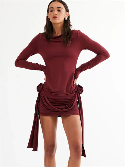 Alison® | Short, long-sleeved dress with pleats for women