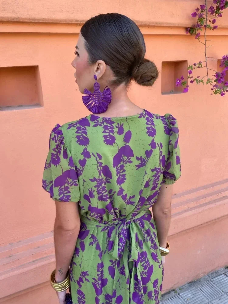 Celia® | Floral wrap dress with short sleeves