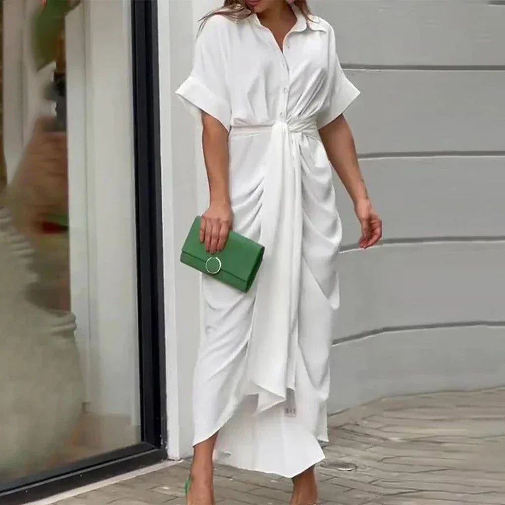 Amanda | Stylish Button-Down Draped Maxi Dress