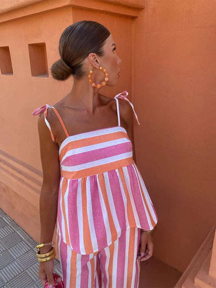 Jordan | Striped Trousers Summer Set for Chic Comfort