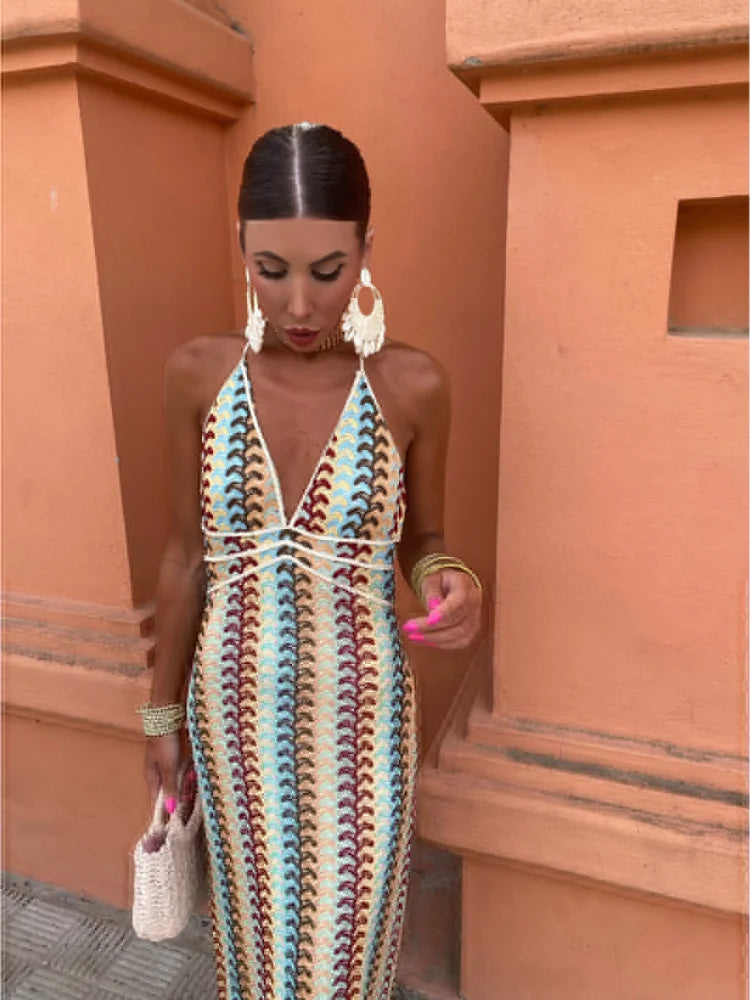 Camila® | Backless V-neck dress