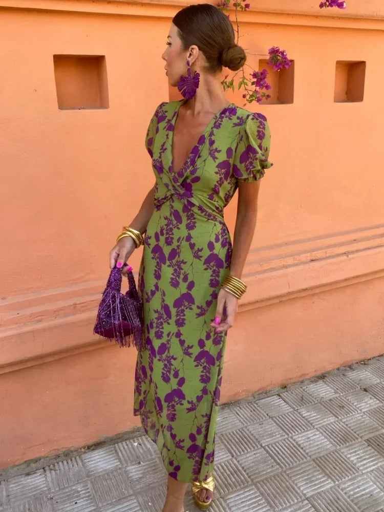 Celia® | Floral wrap dress with short sleeves