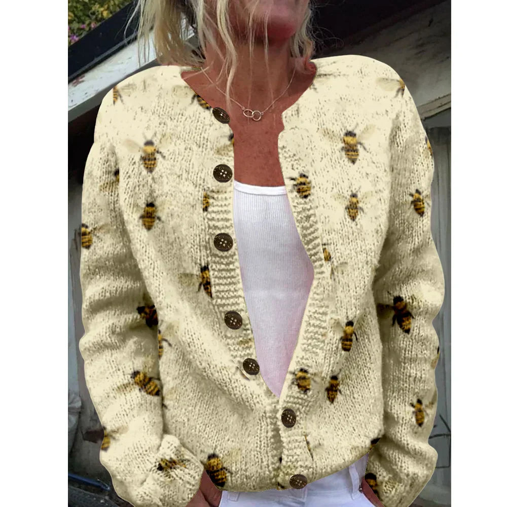 Casandra | colored cardigan with bee print