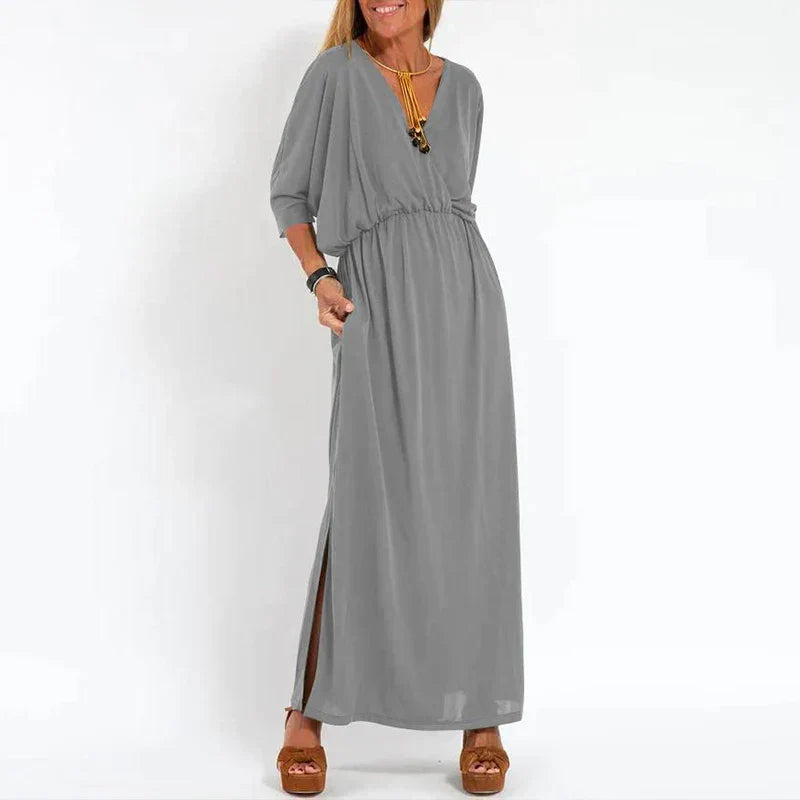 Azucena® | Long Vintage Dress With Side Slit And High Waist Hen
