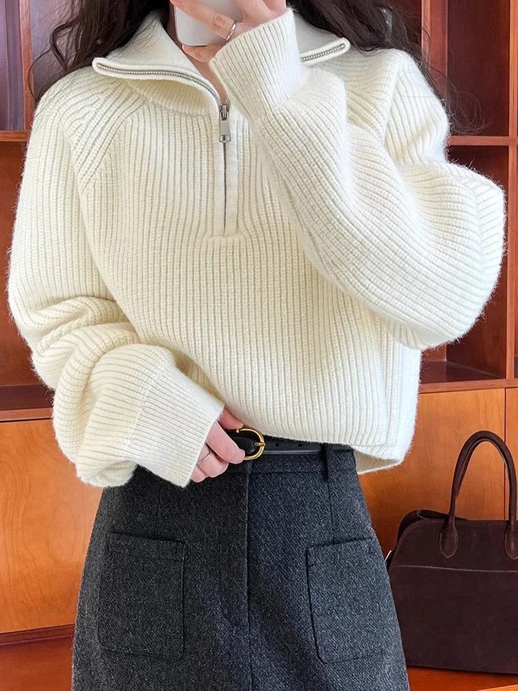 Edna® | Sigfrida sweater women's winter autumn short zip