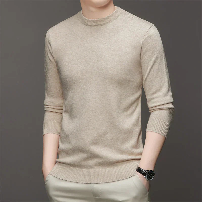 Men’s Pullover Sweater – Slim Fit – Fine Gauge Knit – Crew Neck – Ribbed Trim – Long Sleeve