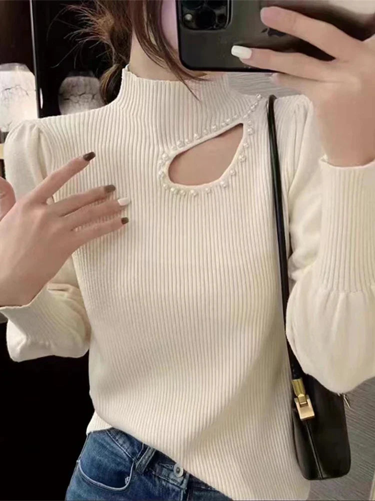 Birgit® | Thin turtleneck sweater with pearls