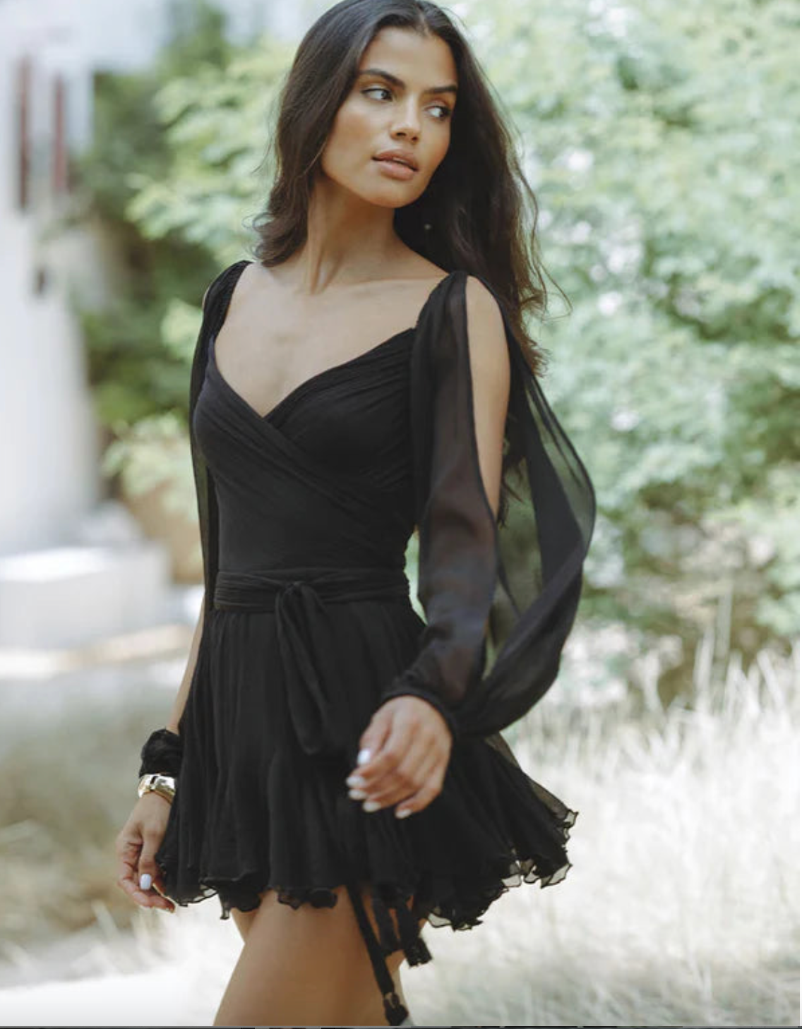 Claudia® | Valeria dress with flowing sleeves and V-neck