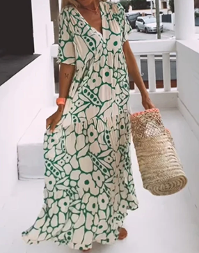 Elena® | Loose printed V-neck dress