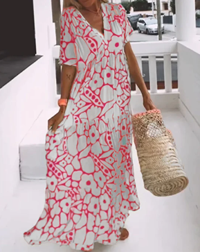 Elena® | Loose printed V-neck dress