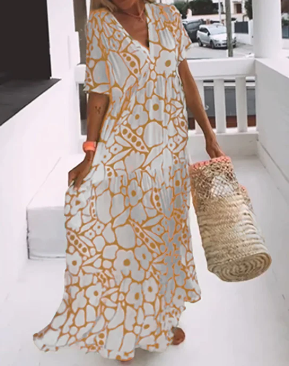 Elena® | Loose printed V-neck dress