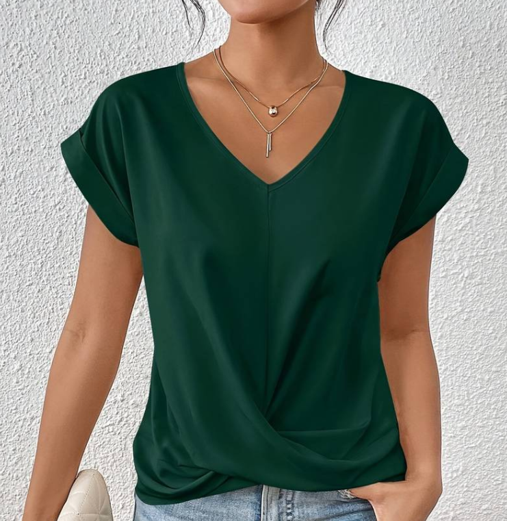 Buchek® | Women'S V-Neck Blouse With Short Sleeves