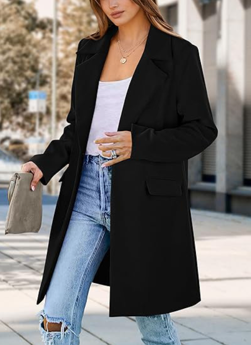Carina | Long open front coat for women