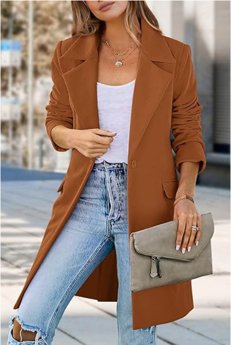 Carina | Long open front coat for women