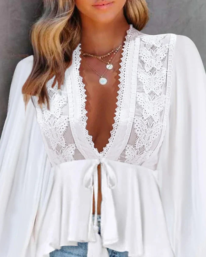 Bryanna® | Women'S Puff Sleeve Lace Top