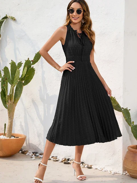 Sheryl | Elegant pleated halter dress for festive occasions