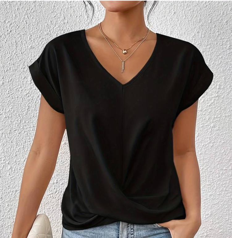 Buchek® | Women'S V-Neck Blouse With Short Sleeves