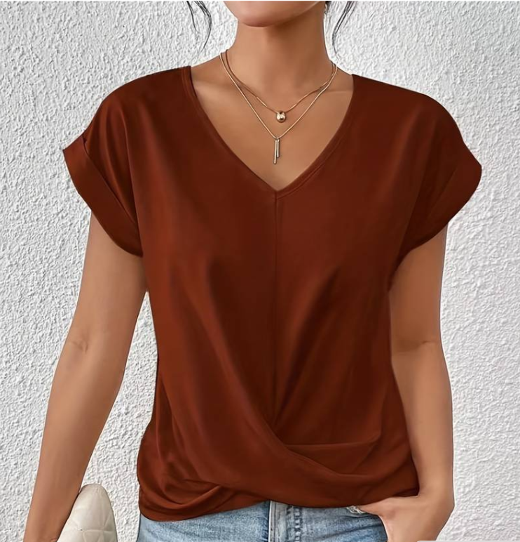 Buchek® | Women'S V-Neck Blouse With Short Sleeves