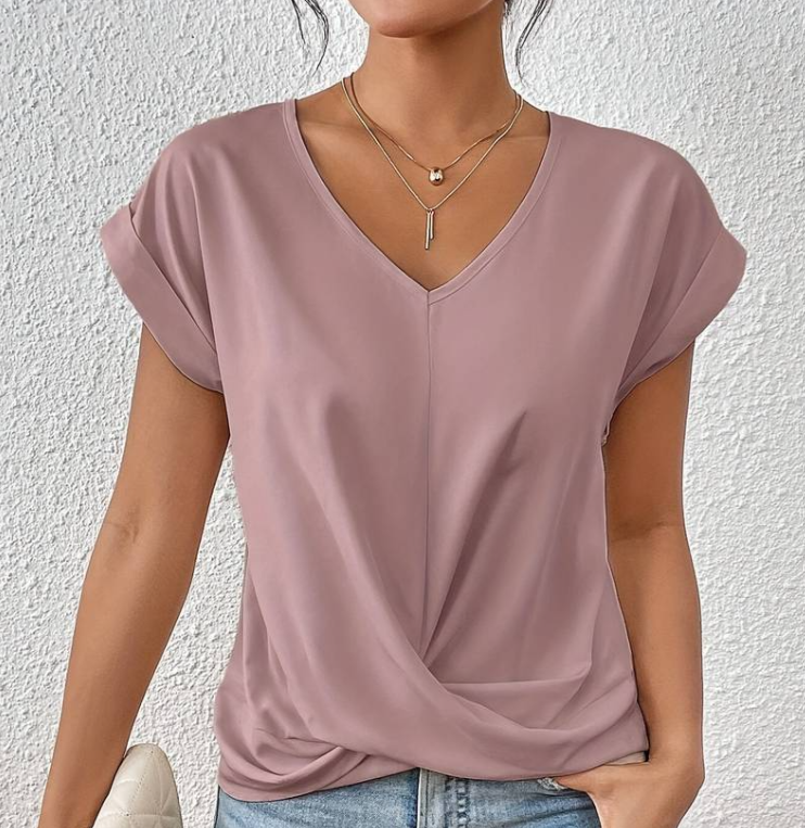 Buchek® | Women'S V-Neck Blouse With Short Sleeves