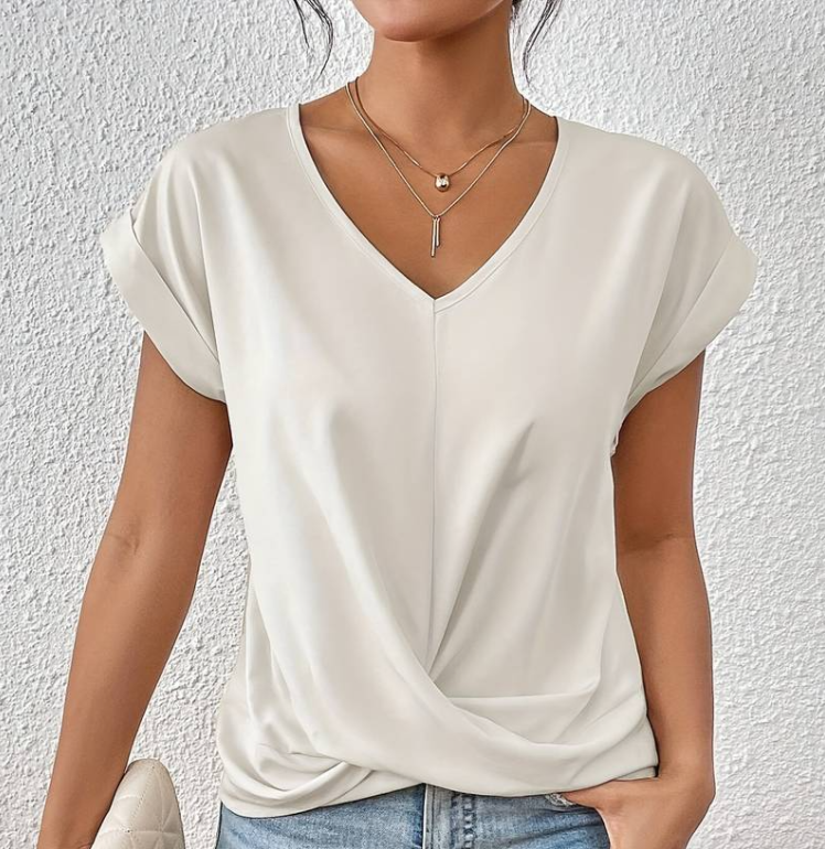 Buchek® | Women'S V-Neck Blouse With Short Sleeves