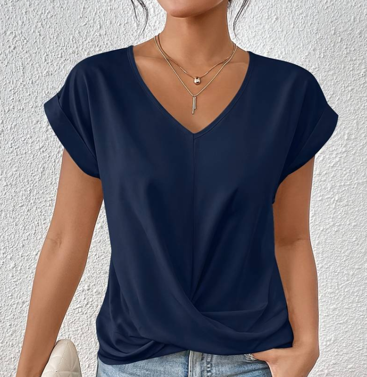 Buchek® | Women'S V-Neck Blouse With Short Sleeves