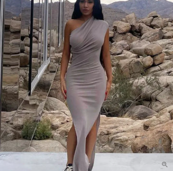 Dolores® | Stylish One-Shoulder Dress With A Slit For Special Occasions