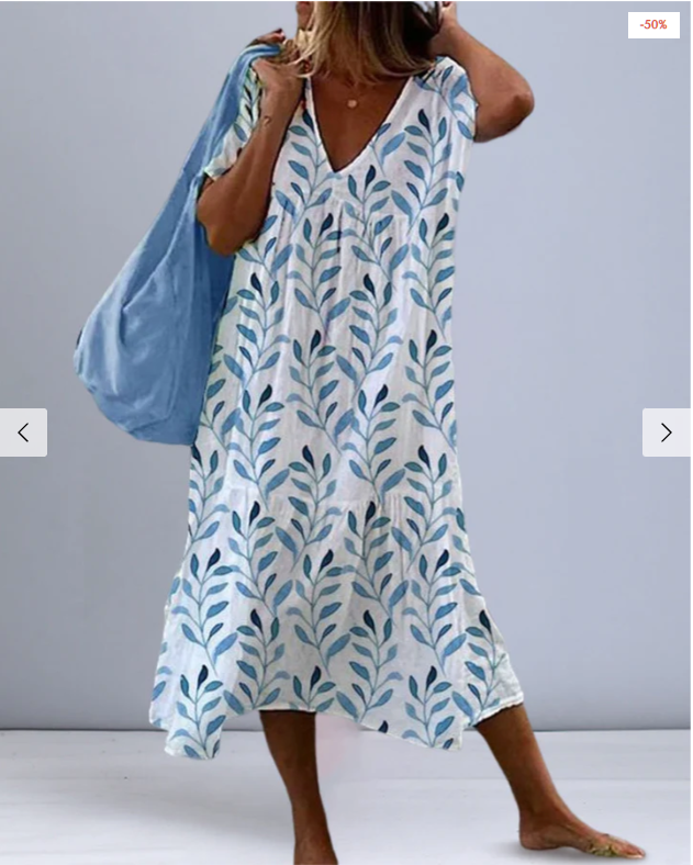 Elizabeth® | Women'S V-Neck Leaf Print Dress