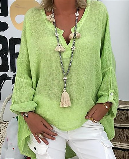 Brussell® | Fashionable Linen Blouse With Full Sleeves For Women