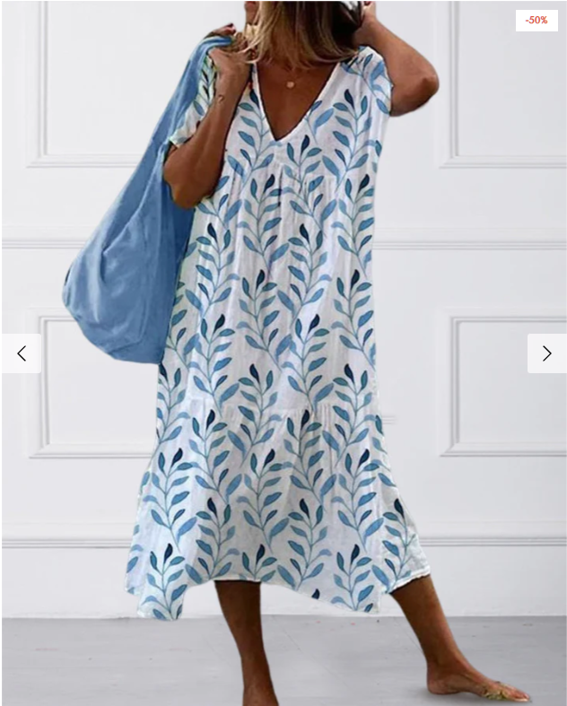Elizabeth® | Women'S V-Neck Leaf Print Dress