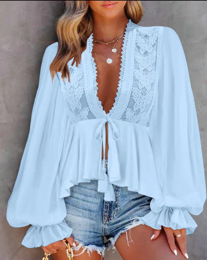 Bryanna® | Women'S Puff Sleeve Lace Top