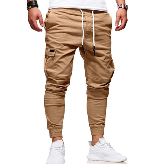 Men’s Cargo Joggers – Cotton Blend – Relaxed Fit – Drawstring Waist – Ribbed Cuffs