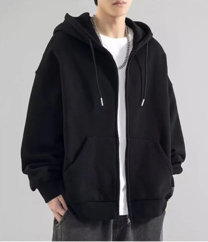 Men’s Hooded Sweatshirt – Loose Fit – Cotton – Full Zip – Long Sleeve Casual Wear
