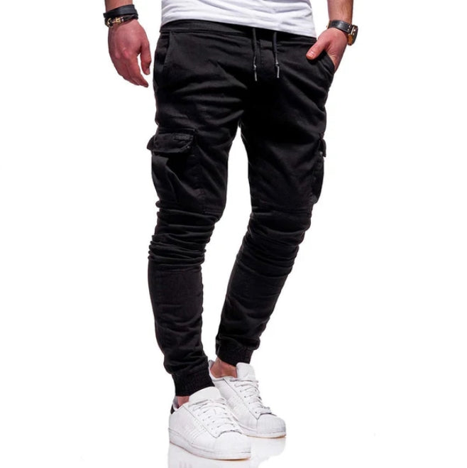 Men’s Cargo Joggers – Cotton Blend – Relaxed Fit – Drawstring Waist – Ribbed Cuffs