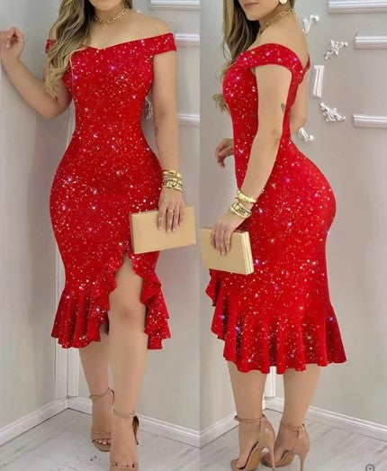 Elisabeth® | Shiny Off-Shoulder Cocktail Dress
