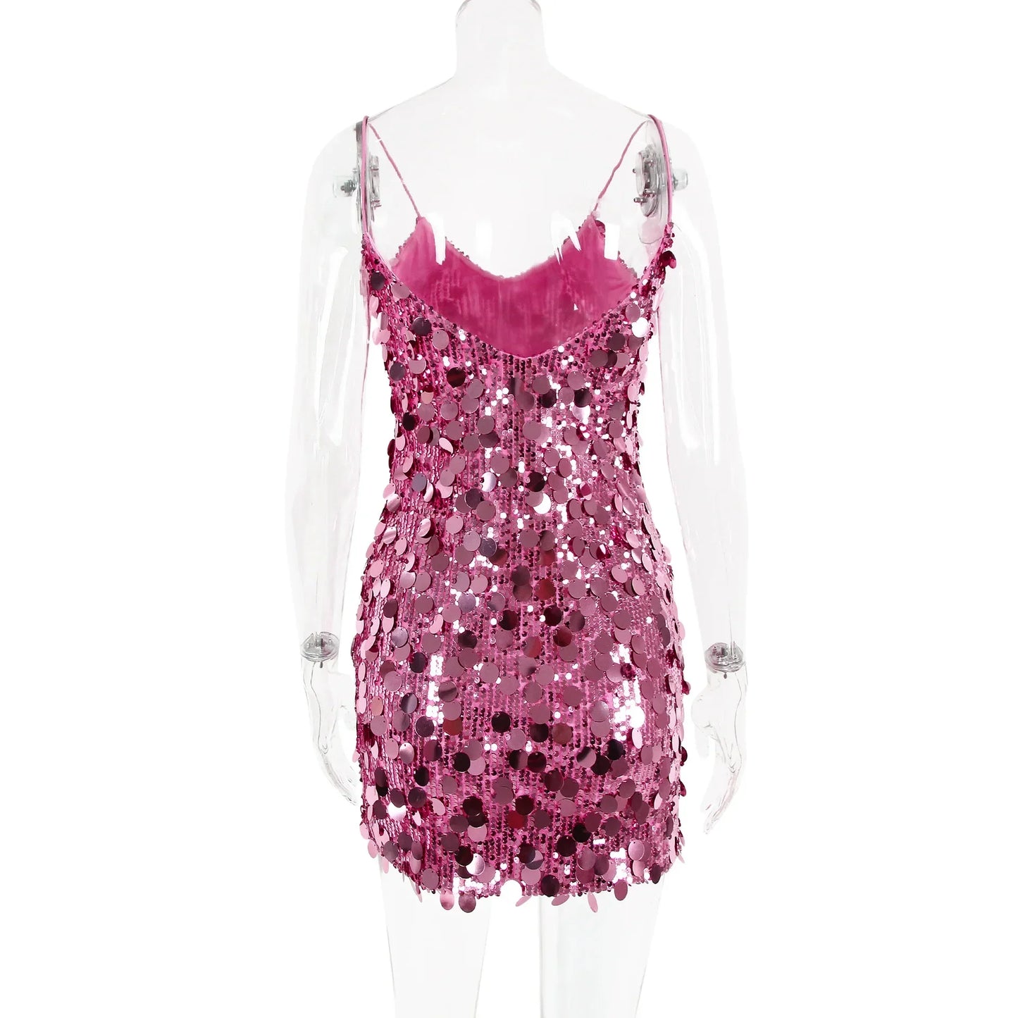 Dafne® | Mini dress with shiny sequins, pink, sleeveless
