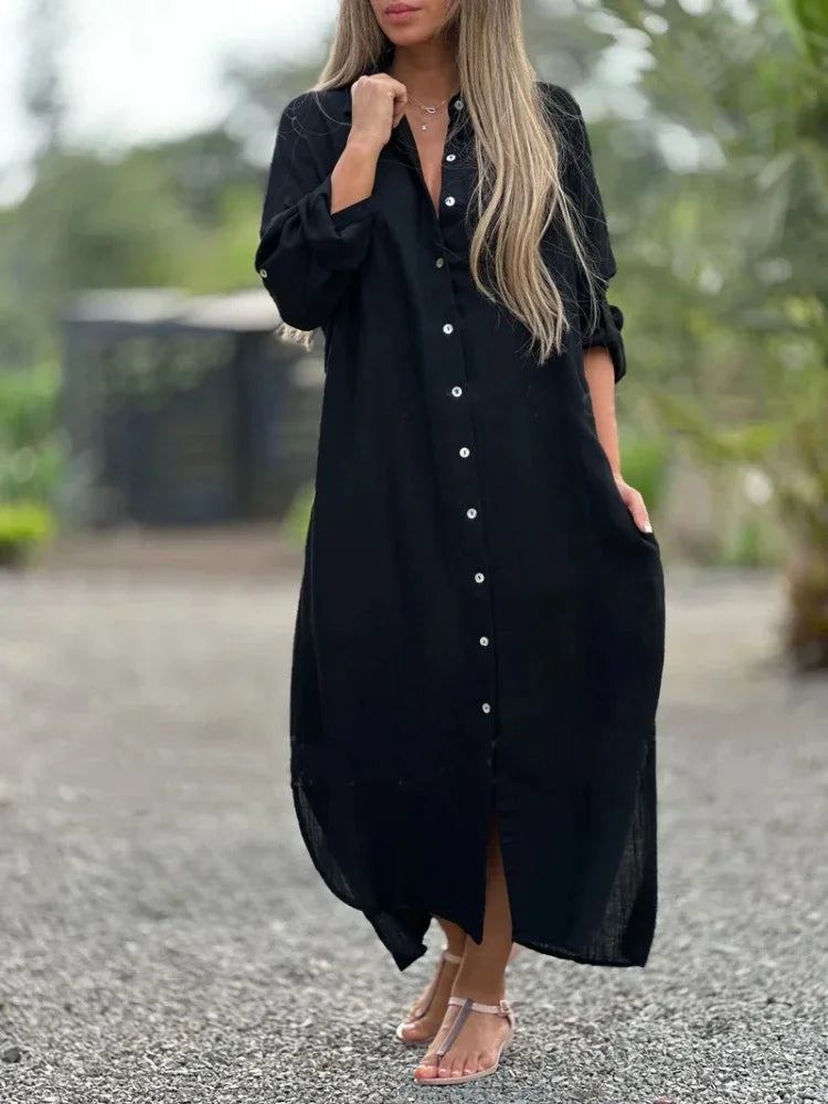 Mia | Elegant Cotton Hemp Summer Dress for Women