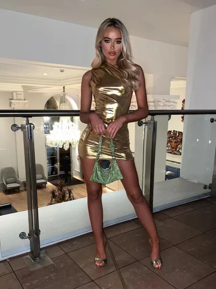 Carmen® | One-shoulder bodycon mini foil dress
