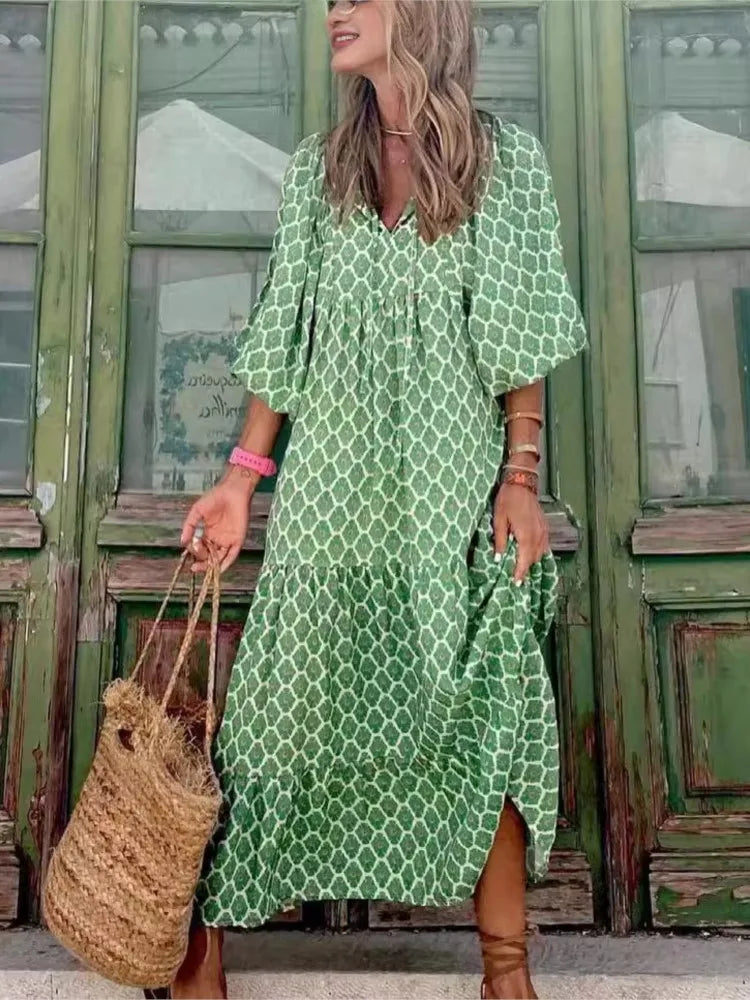 Roosmarijn | Boho Maxi Dress with Floral Print for Women