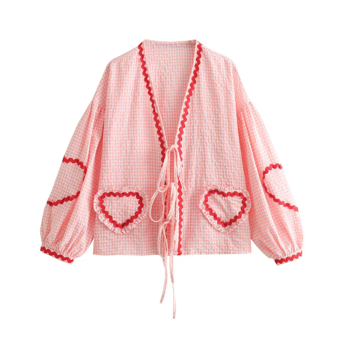 Antonia® | Vintage Blouse Stylish Women'S Blouse With Heart Pattern, Long Sleeves And Bow Details