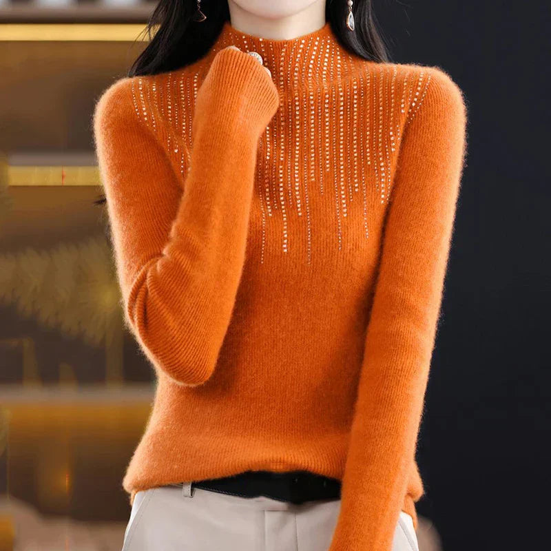 Beata® | Elegant alpine turtleneck sweater with crystals