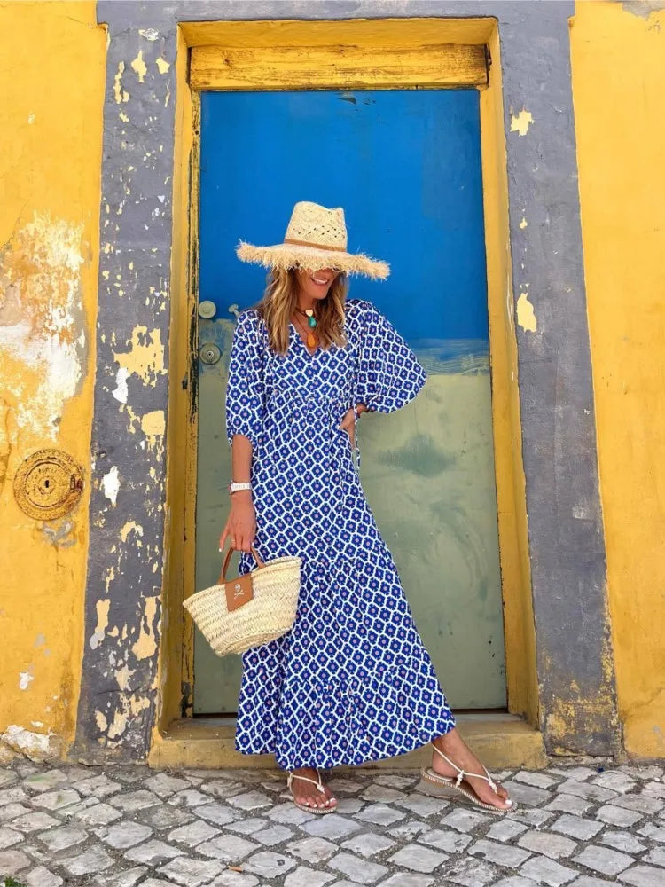 Roosmarijn | Boho Maxi Dress with Floral Print for Women