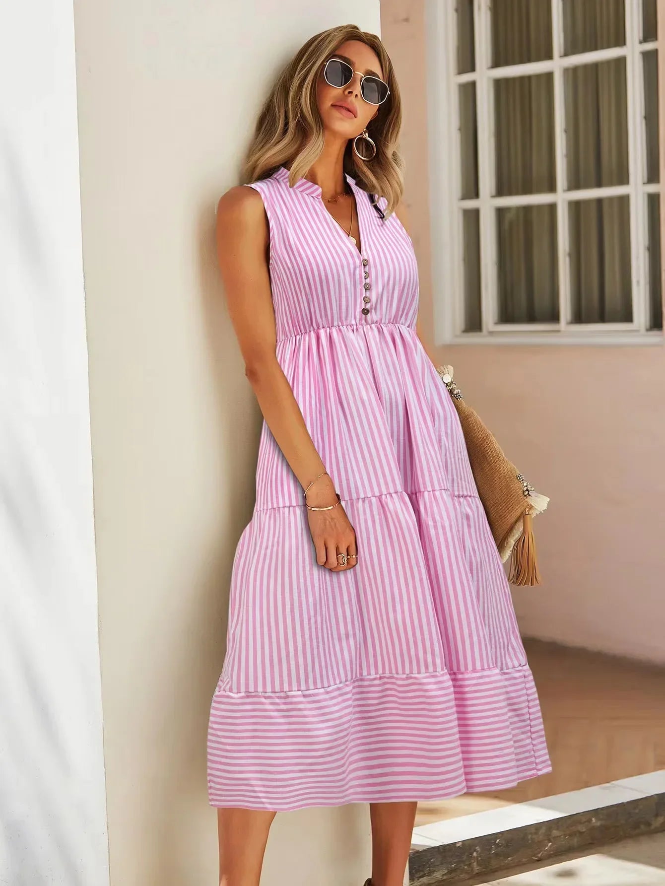 Mary | Stylish Striped Sleeveless Dress for Summer