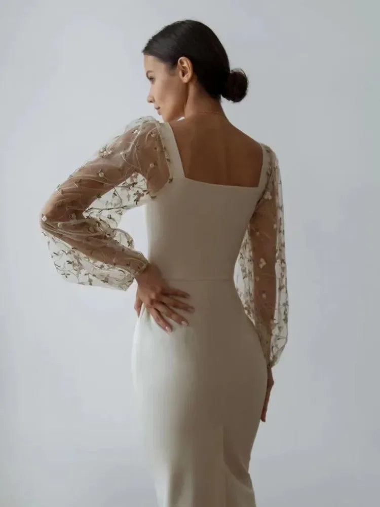 Alfonsine® | Evening And Party Dress With Square Neckline And Long Sleeves