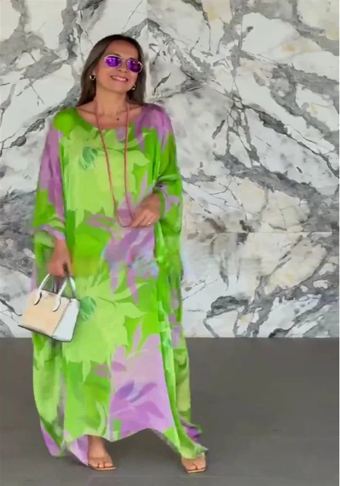 Fatima | Floral Printed Breezy Kaftan for Effortless Elegance