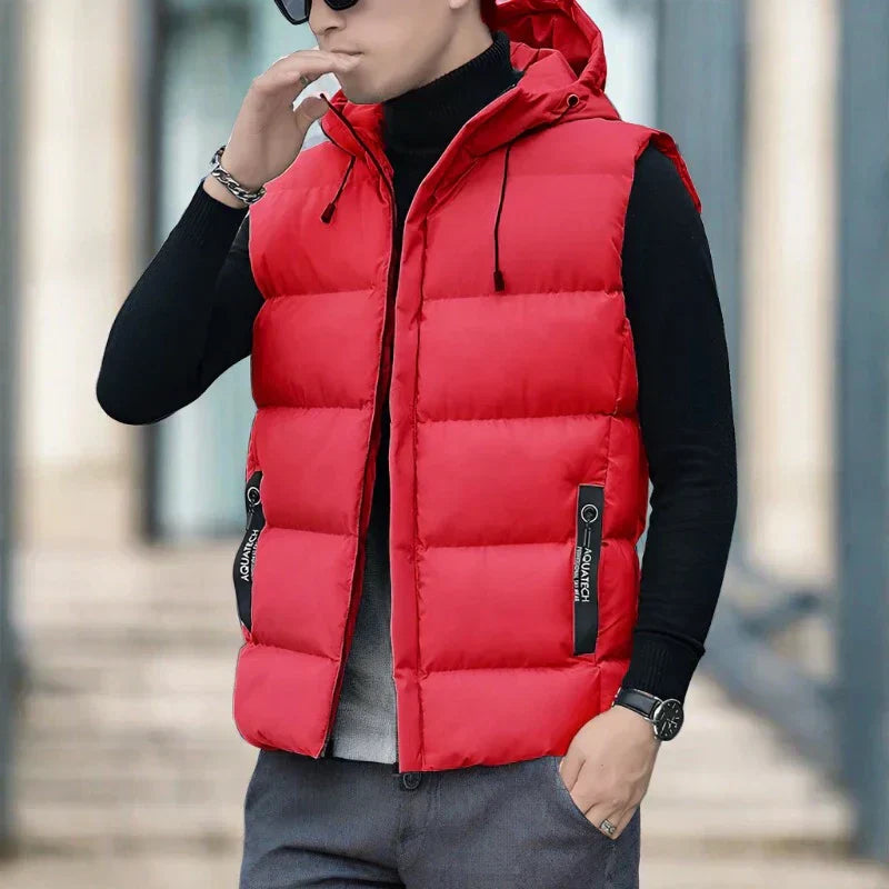 Men’s Quilted Vest – Slim Fit – Insulated Hooded – Zip Pockets – Lightweight Outerwear