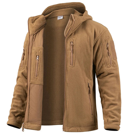 Men’s Tactical Jacket – Fleece – Hooded – Full Zip – Multi-Pocket – Regular Fit