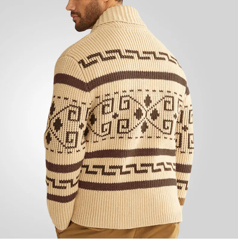 Men’s Cardigan Sweater – Slim Fit – Wool Knit – Zipper Front – Turn Down Collar
