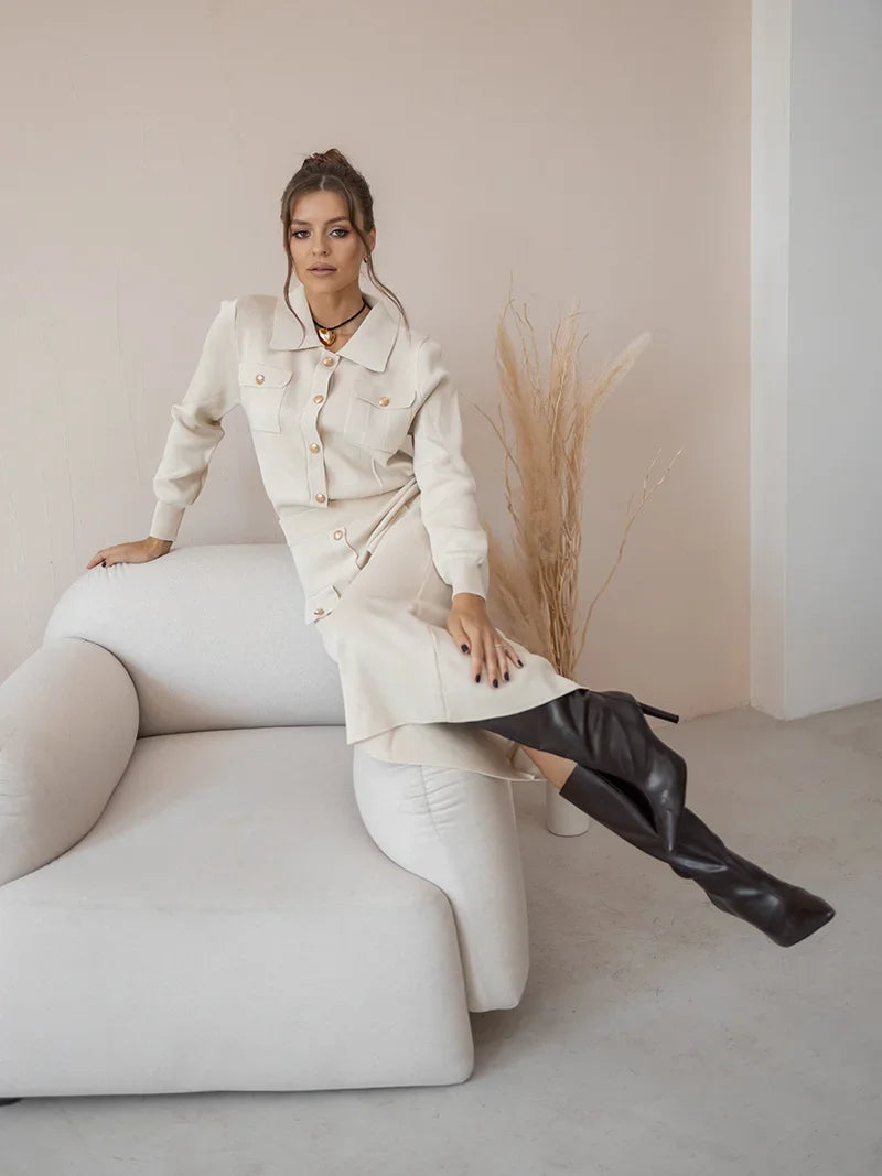 Aranza® | Elegant knitted blazer skirt