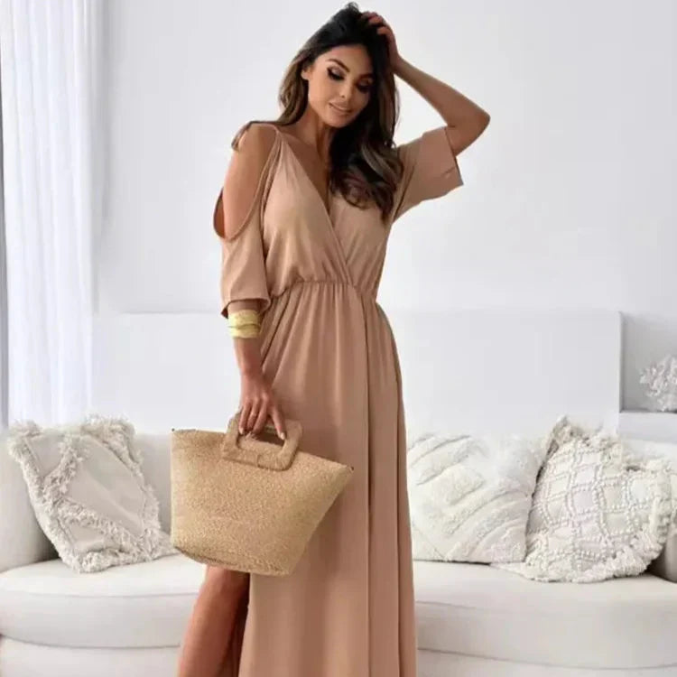 Amy | Elegant Cold-Shoulder Maxi Dress